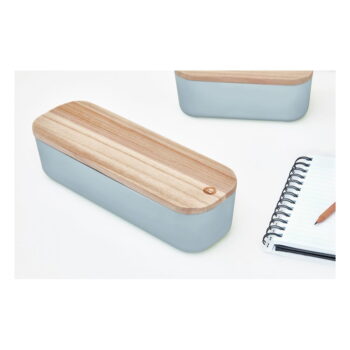 Sivý úložný box s vekom z dreva paulownia iDesign Eco, 9 x 27,5 cm - Image 5