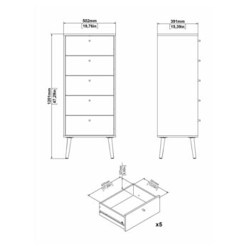 Biela vysoká komoda 50x120 cm Bodo – Tvilum - Image 5