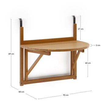 Závesný balkónový stolík z masívu akácie 50x70 cm Amarilis – Kave Home - Image 9