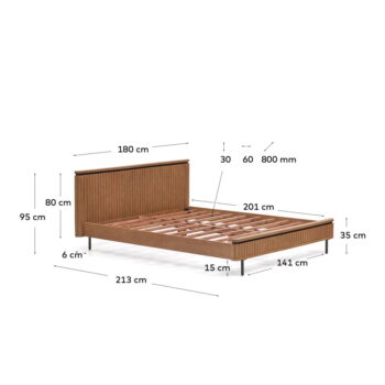 Dvojlôžková posteľ z mangového dreva s roštom 160x200 cm v prírodnej farbe Licia - Kave Home - Image 10