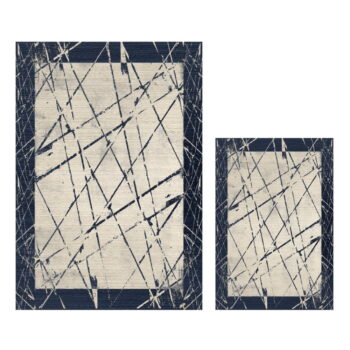 Modré/béžové kúpeľňové predložky v súprave 2 ks 60x100 cm Geometric – Mila Home