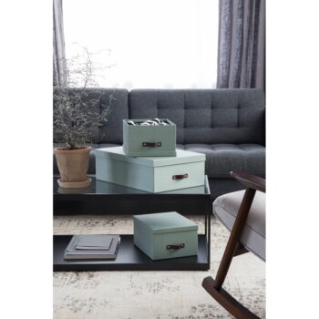 Kartónové úložné boxy s vekom v mentolovej farbe v súprave 3 ks 31x47x15 cm Inge – Bigso Box of Sweden - Image 9