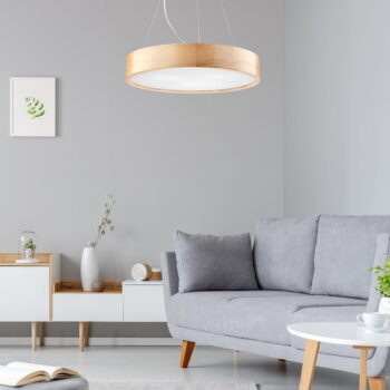 Svetlohnedé závesné svietidlo so skleneným tienidlom ø 47 cm Eveline – LAMKUR - Image 3