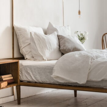 Predĺžené biele obliečky na dvojlôžko s prímesou ľanu 200x220 cm – Linen Tales – Obrázok 3