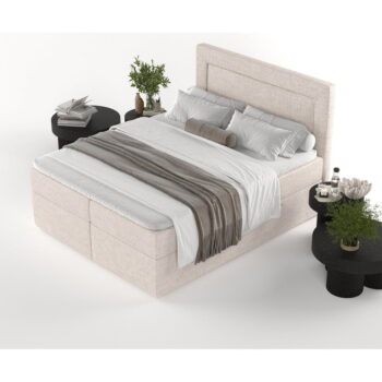 Béžová boxspring posteľ s úložným priestorom 200x200 cm Imagine – Maison de Rêve - Image 8