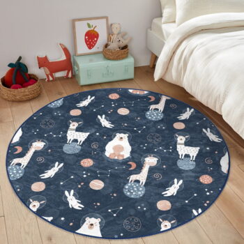Tmavomodrý detský koberec ø 100 cm Comfort – Mila Home - Image 3