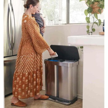 Pedálový odpadkový kôš na triedený odpad z nerezovej ocele 58 l Dual - simplehuman - Image 8