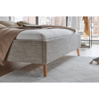 Béžová čalúnená dvojlôžková posteľ s úložným priestorom s roštom 160x200 cm Riva – Meise Möbel - Image 2