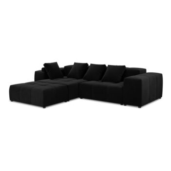 Čierna zamatová rohová pohovka (variabilná) Rome Velvet - Cosmopolitan Design – Obrázok 2