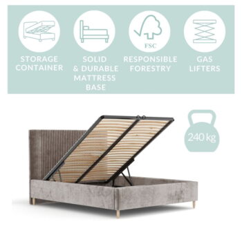 Čalúnená dvojlôžková posteľ s úložným priestorom s roštom 160x200 cm v tehlovej farbe Etero – Maison de Rêve – Obrázok 2