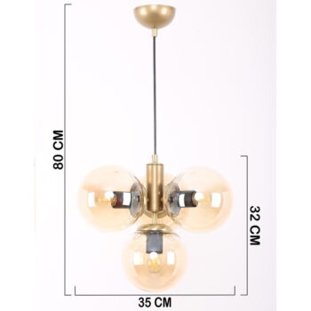 Žlté/v zlatej farbe závesné svietidlo so skleneným tienidlom ø 15 cm Hector – Squid Lighting - Image 5