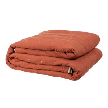 Prešívaný pléd z mikrovlákna v tehlovej a béžovej farbe 230x280 cm – Ixia – Obrázok 2