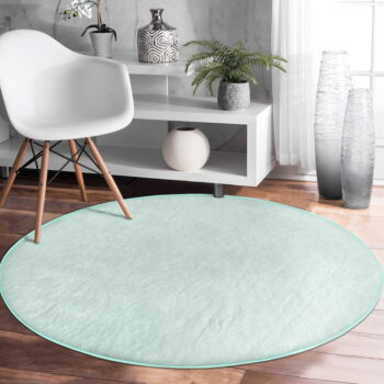 Prateľný okrúhly koberec v mentolovozelenej farbe vhodný pre robotické vysávače ø 120 cm Comfort – Mila Home - Image 5