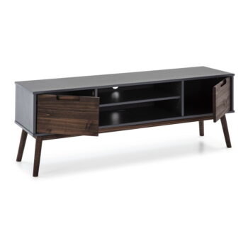 Antracitový/tmavohnedý TV stolík z borovicového dreva 140x52,5 cm Nussa – Marckeric - Image 2