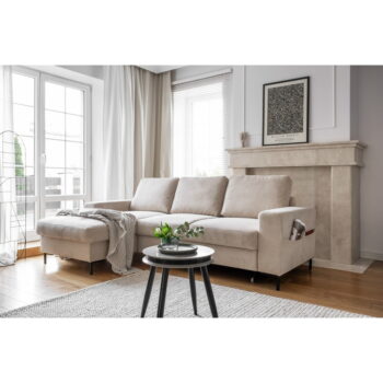 Béžová menčestrová rozkladacia rohová pohovka (ľavý roh) Lofty Lilly – Miuform - Image 8