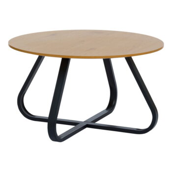Okrúhly konferenčný stolík s doskou v dubovom dekore v prírodnej farbe ø 80 cm Cesura – Unique Furniture – Obrázok 3