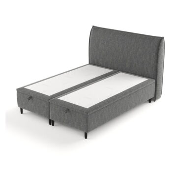 Sivá čalúnená dvojlôžková posteľ s úložným priestorom 200x200 cm Pearl – Maison de Rêve – Obrázok 2