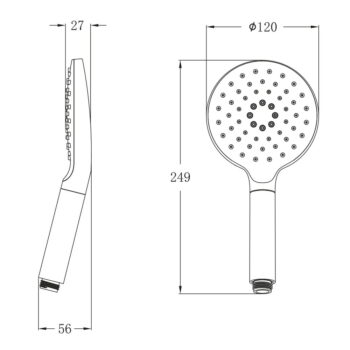 Plastová sprchová hlavica v lesklo striebornej farbe ø 12 cm – Sapho – Obrázok 5
