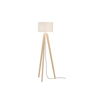 Stojacia lampa v béžovej a prírodnej farbe s textilným tienidlom (výška 140 cm) Shine-wood – Fischer & Honsel