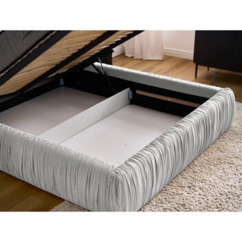 Sivá čalúnená dvojlôžková posteľ s úložným priestorom s roštom 180x200 cm Blair – Bobochic Paris – Obrázok 7