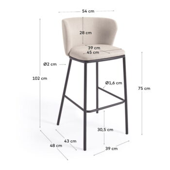 Béžová barová stolička 102 cm Ciselia – Kave Home - Image 4