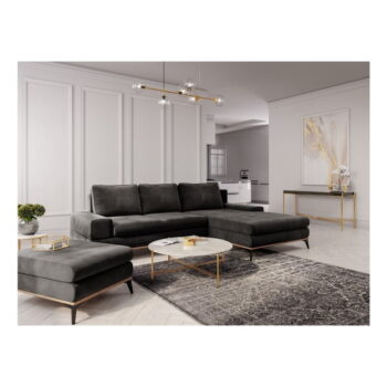 Tmavohnedá rozkladacia rohová pohovka so zamatovým poťahom Windsor & Co Sofas Astre, pravý roh - Image 5