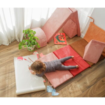 Svetloružový menčestrový detský puf Montessori - Little Nice Things - Image 5