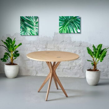 Okrúhly rozkladací jedálenský stôl s doskou v dekore jaseňového dreva 45x90 cm Jubi – Ragaba - Image 6