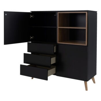 Vysoká komoda v dekore orecha v čierno-prírodnej farbe 120x133 cm Plain – Tenzo – Obrázok 6