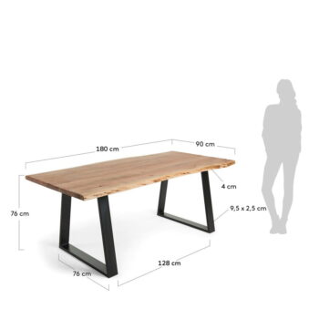 Jedálenský stôl s doskou z akácie v prírodnej farbe 90x180 cm Alaia – Kave Home - Image 4