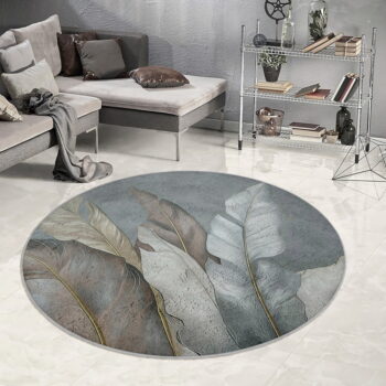 Zeleno-sivý prateľný okrúhly koberec ø 120 cm Dusty Leaves – Mila Home - Image 3