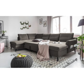 Tmavosivá zamatová rozkladacia pohovka do "U" Miuform Stylish Stan, ľavý roh - Image 5