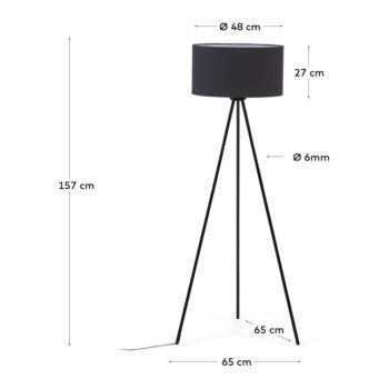 Čierna stojacia lampa s textilným tienidlom (výška 157 cm) Ikia - Kave Home – Obrázok 5
