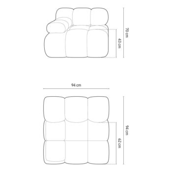 Antracitový modul pohovky z textílie bouclé (ľavý roh) Bellis – Micadoni Home - Image 9