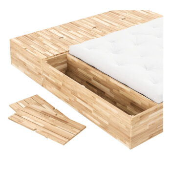 Dvojlôžková posteľ z borovicového dreva s úložným priestorom s roštom v prírodnej farbe 140x200 cm Basement Bed – Karup Design - Image 6