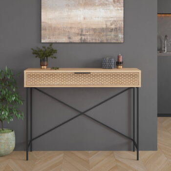 Konzolový stolík v dekore duba v prírodnej farbe 35.5x110 cm Ecrin – Marckeric - Image 5