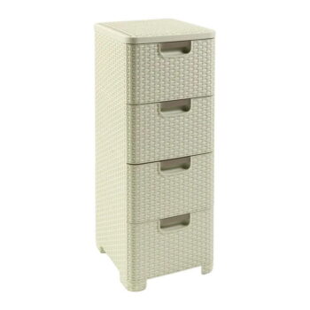 Krémová plastová vysoká kúpeľňová skrinka 33x79 cm Rattan – Curver
