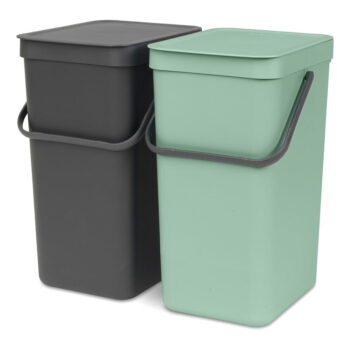 Vstavaný plastový odpadkový kôš na triedený odpad v mentolovo-tmavosivej farbe 32 l Sort & Go – Brabantia – Obrázok 2