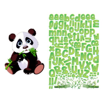 Sada nástenných samolepiek s pandou a písmenami Ambiance Bamboo – Obrázok 2