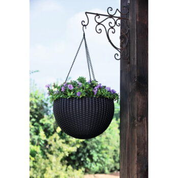 Plastový závesný a nástenný  kvetináč ø 35 cm Hangingsphere – Keter - Image 3