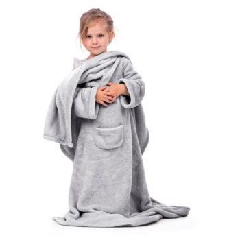 Sivá detská televízna deka s rukávmi DecoKing Lazykids - Image 3