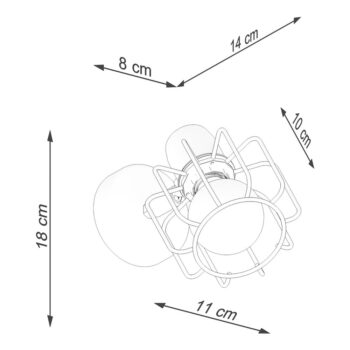 Čierne nástenné svietidlo ø 10 cm Salom – Nice Lamps – Obrázok 5