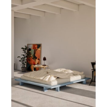 Svetlomodrá dvojlôžková posteľ z borovicového dreva s roštom 180x200 cm Japan – Karup Design - Image 5