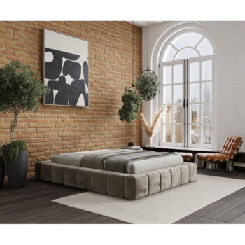 Béžová čalúnená dvojlôžková posteľ s úložným priestorom s roštom 200x200 cm Aruba L – Maison de Rêve - Image 11