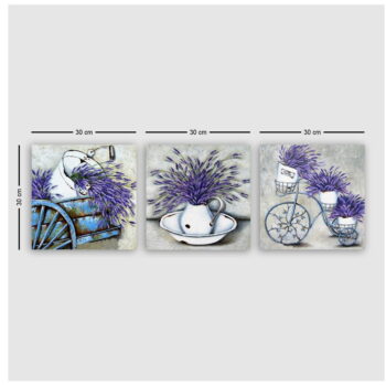 Obrazy v súprave 3 ks 30x30 cm Lavender – Wallity - Image 3