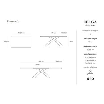 Rozkladací jedálenský stôl s doskou v dubovom dekore 100x170 cm Helga - Windsor & Co Sofas – Obrázok 2