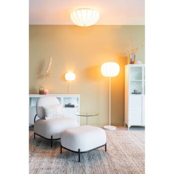 Biela stojacia lampa s textilným tienidlom (výška 160 cm) Shem – White Label - Image 3