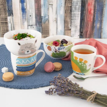 Porcelánová súprava hrnčeka a misky 2 ks 350 ml – Orion - Image 2