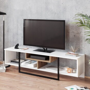 Biely TV stolík v dekore duba 149x40 cm Asal - Kalune Design - Image 3