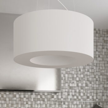 Biele závesné svietidlo s textilným tienidlom ø 90 cm Galata – Nice Lamps - Image 2